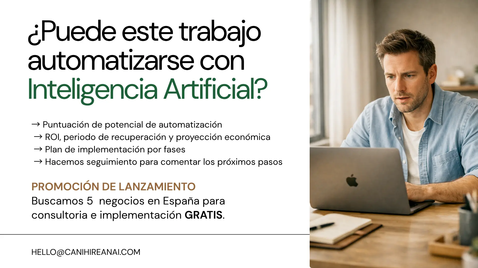 Ilustración que muestra 5 plazas disponibles para una implementación completa de automatización con IA gratuita